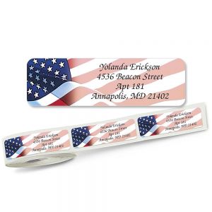 flag pride address labels on a roll