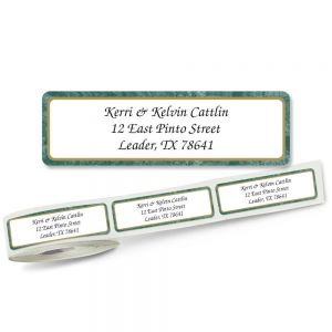 green borders address labels on a roll