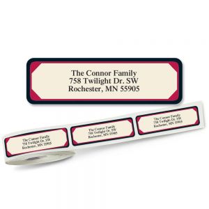 Framed Red & Black  address labels on a roll