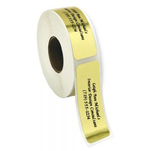 basic gold foil address labels on a roll