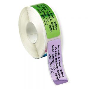 basic metallic rainbow address labels on a roll