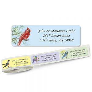 Singing Birds address labels on a roll