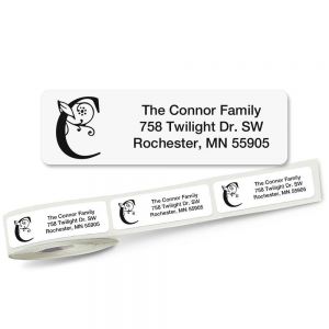 monogram formal initial address labels on a roll