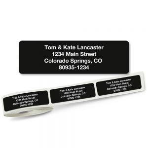 solid black address labels on a roll