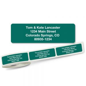solid evergreen address labels on a roll