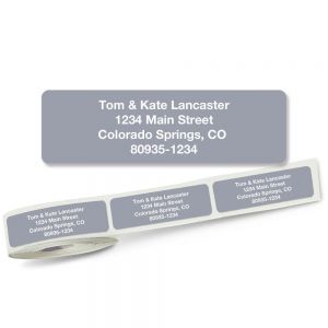 solid grey address labels on a roll