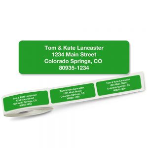 solid spring green address labels on a roll