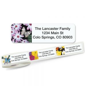 Flower Collages address labels on a roll