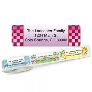 Vivid address labels on a roll