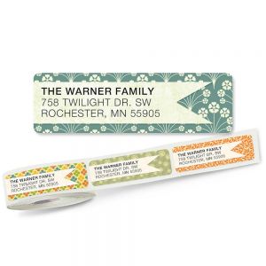 Blossom Banners address labels on a roll