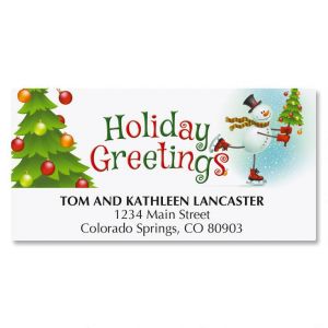  Skating Snowman Holiday Greetings Return Address Labels