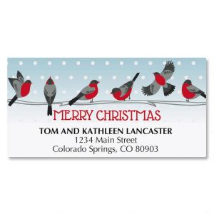 Merry Christmas Birds Return Address Labels