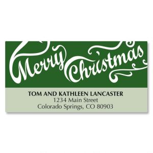 Green Merry Christmas Return Address Labels