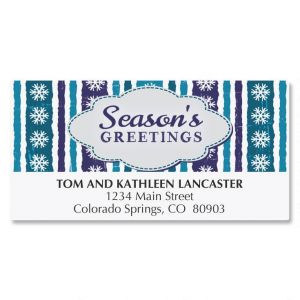 Seasons Greetings Blue Return Address Labels