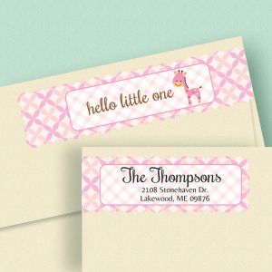 pink delightful baby wrap around labels